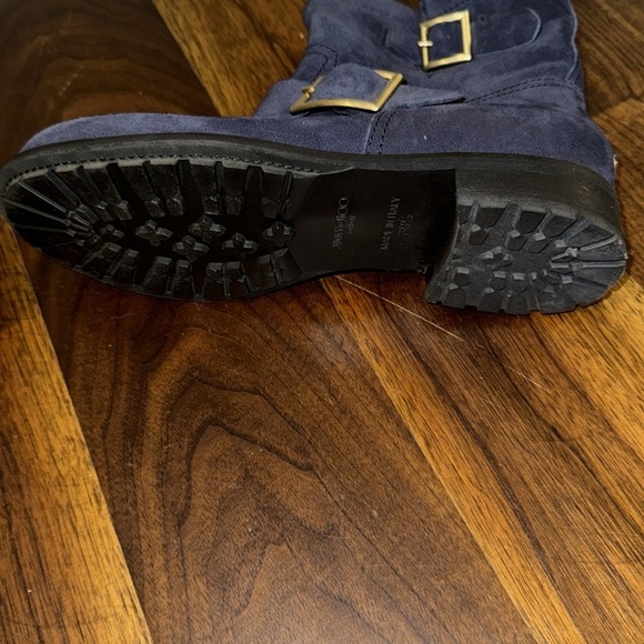 Jimmy Choo Navy Suede Biker Boot - Size 39.5 - Picture 13 of 16